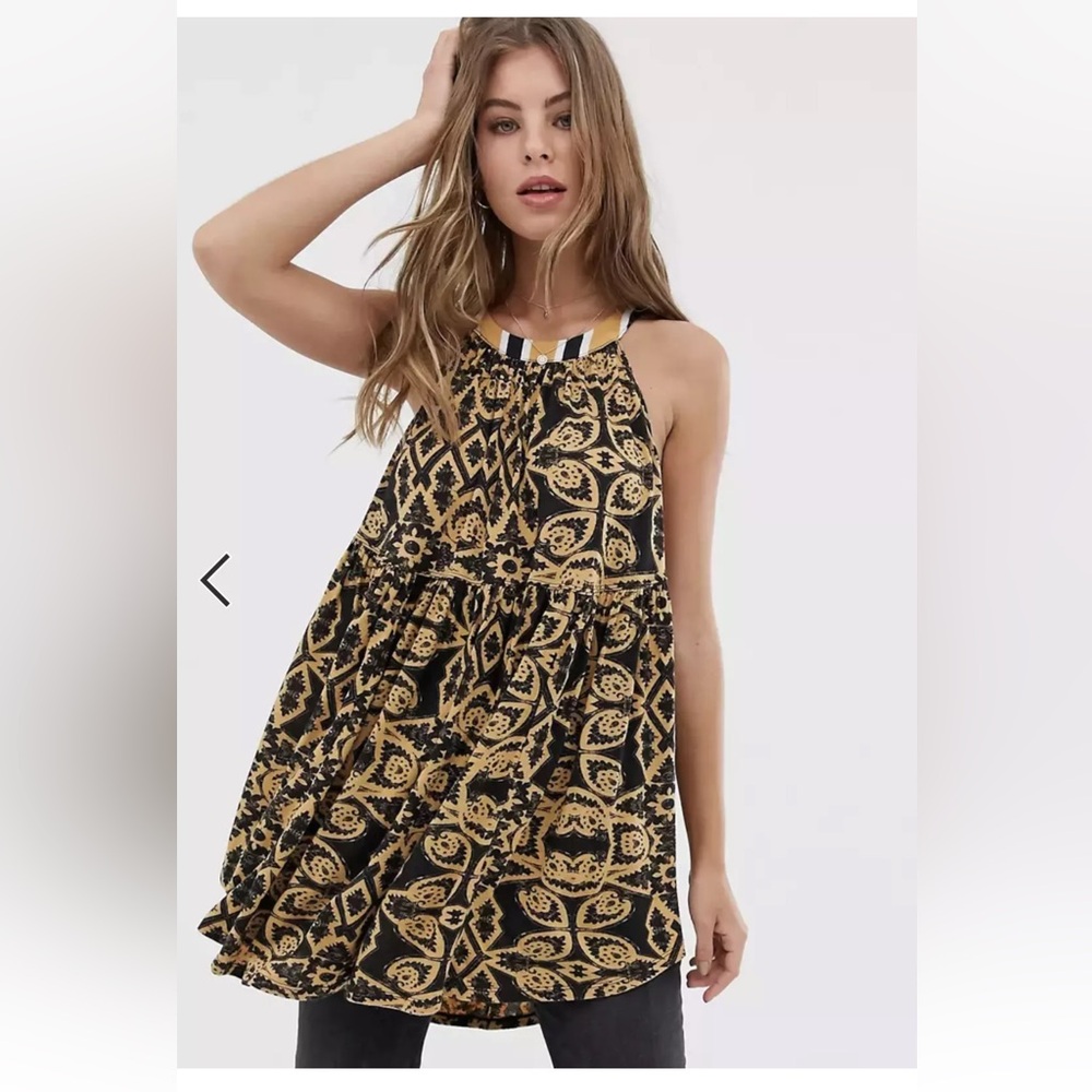NWT Free People Mimi Sleeveless Halter Tunic Size Medium Boho Beachy Top